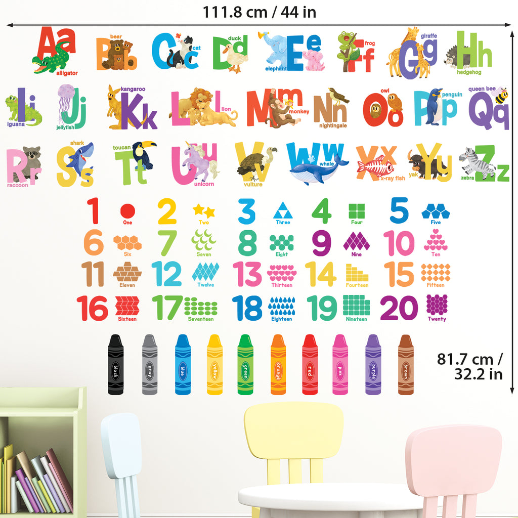 Alphabet Numbers Crayon Wall Stickers
