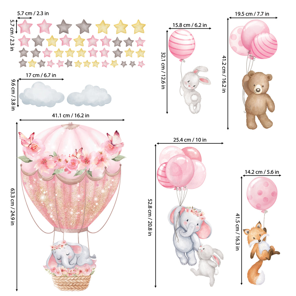 Animal, Hot air balloon, Balloons Wall Stickers