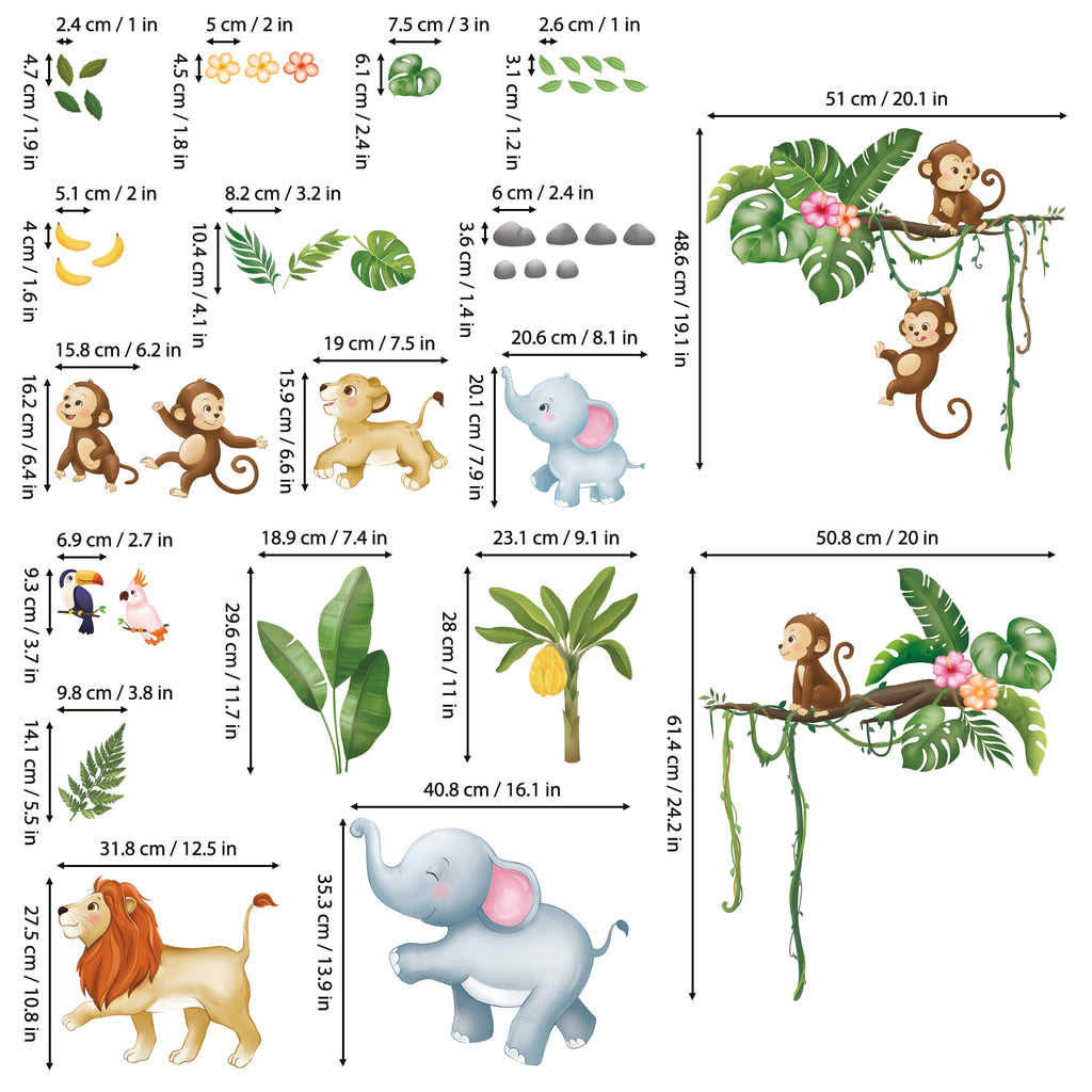 Marching Jungle Animals Wall Stickers