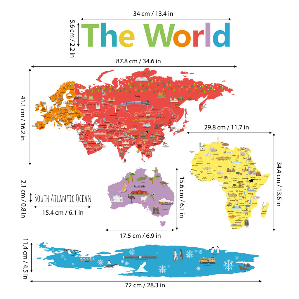 Landmark World Map Wall Stickers