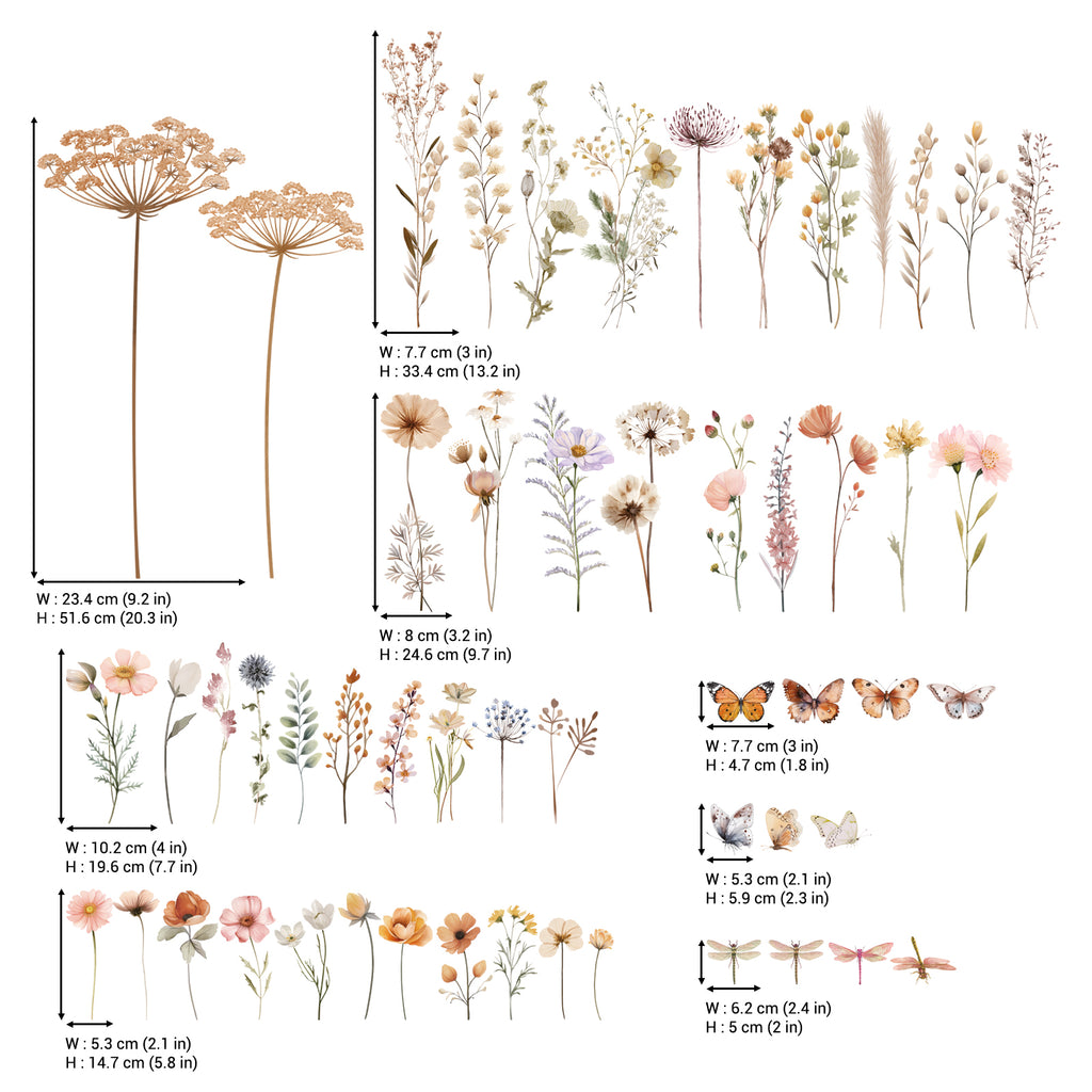 Boho Wild Flower Wall Stickers