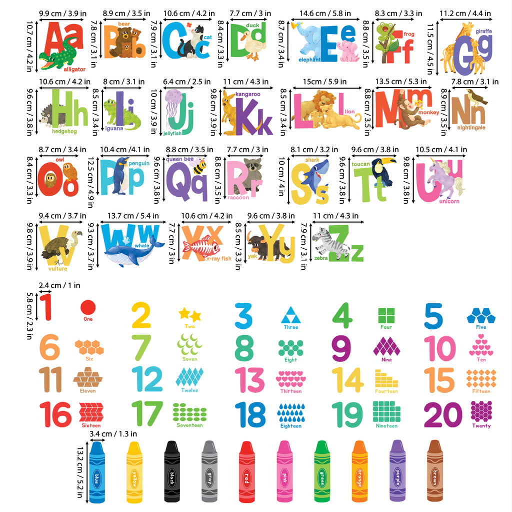 Alphabet Numbers Crayon Wall Stickers
