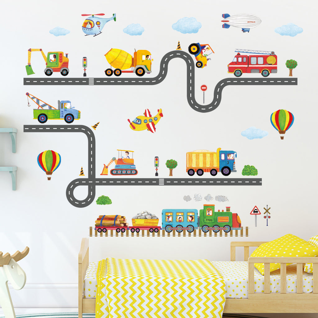 Construction Transportation on the Road Wall Stickers