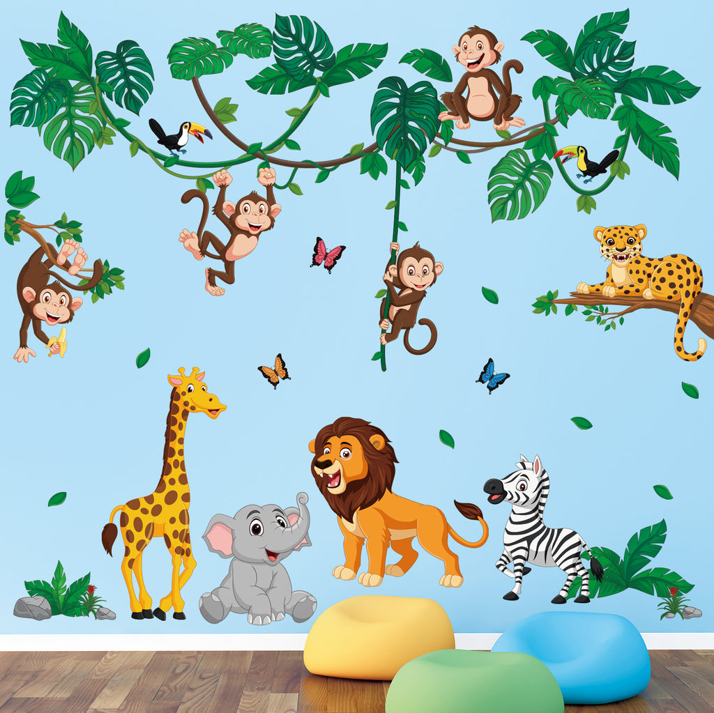 Jungle Animal Cartoon Wall Stickers