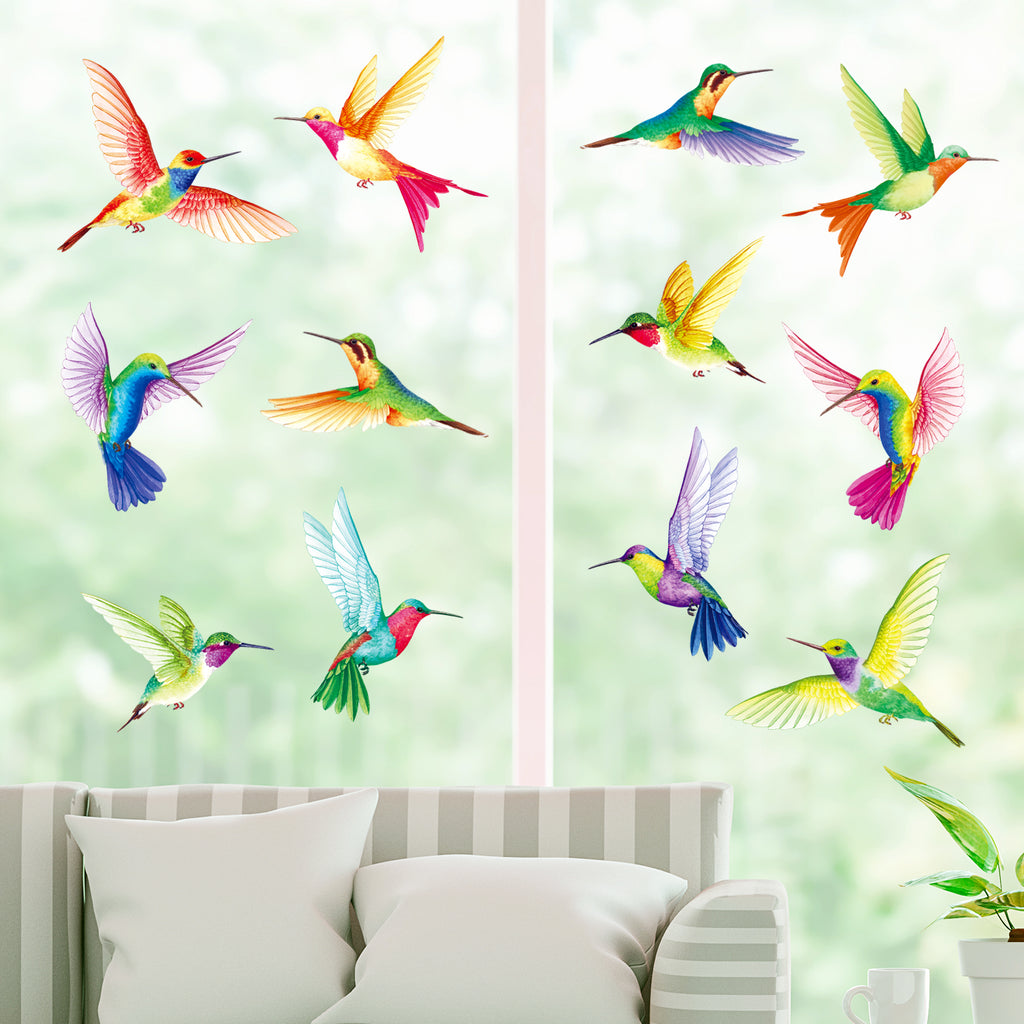 Tropical Flowers and Hummingbirds Wall Stickers