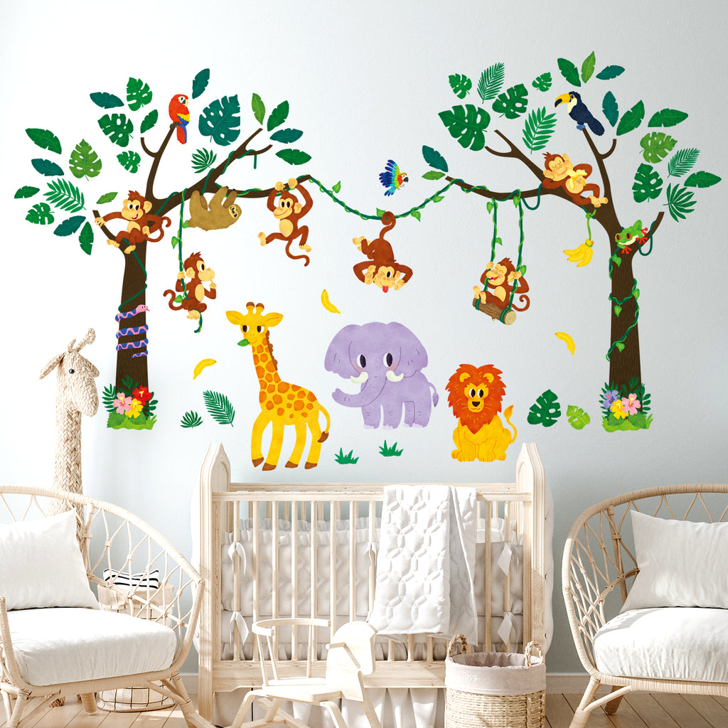 Jungle Animals and Tree Wall Stickers