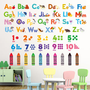 Animal Alphabet Numbers Colour Wall Stickers