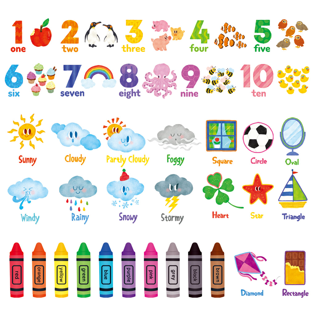 Numbers, Crayons, Weather and Shape Wall Stickers