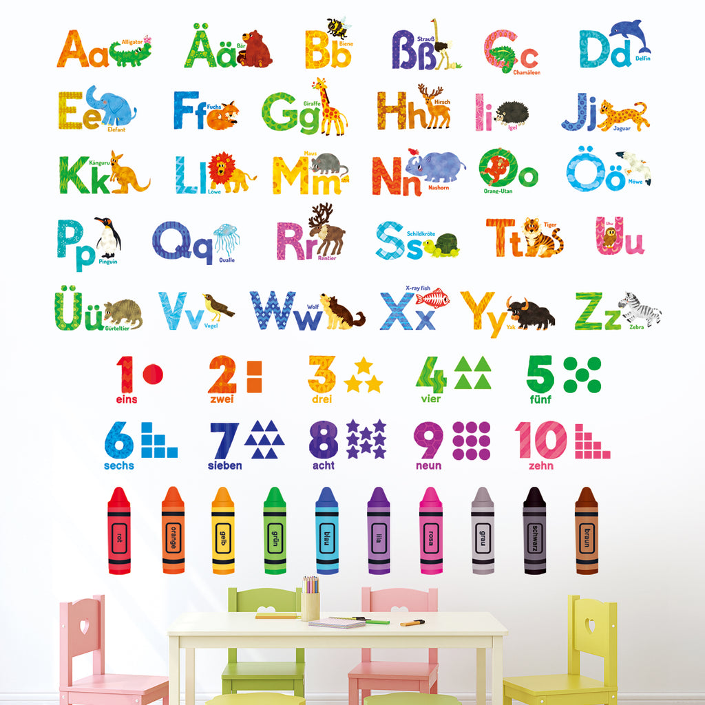 Alphabet Numbers Colours (German.ver)Wall Stickers
