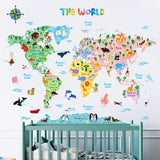 Animal World Map Wall Stickers (Large)