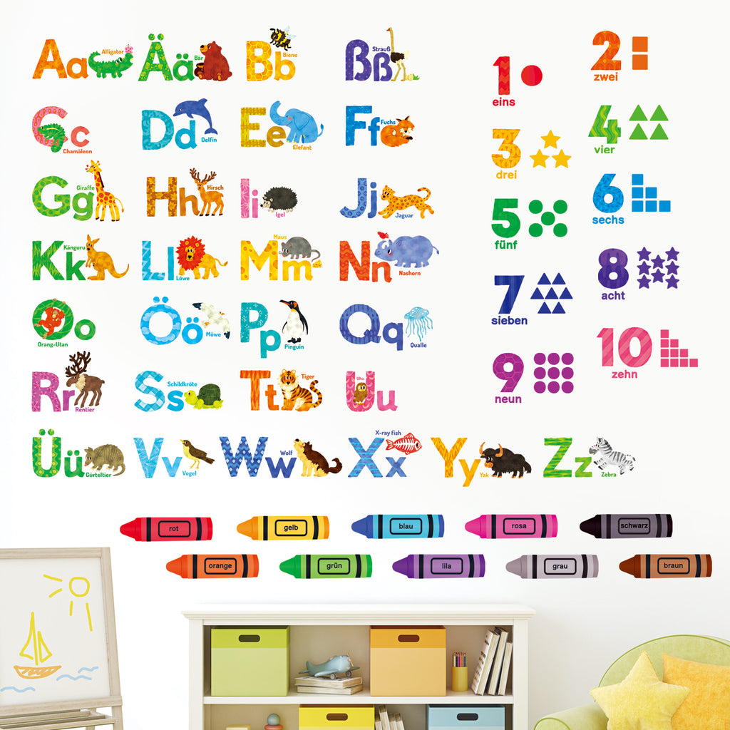 Alphabet Numbers Colours (German.ver)Wall Stickers