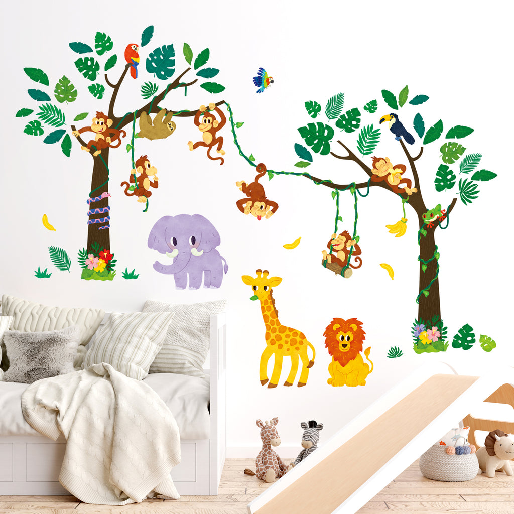 Jungle Animals and Tree Wall Stickers