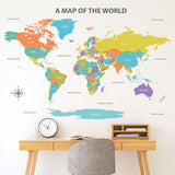 Colourful World Map Wall Stickers