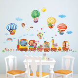 Animal Train & Hot Air Balloons Nursery Wall Stickers