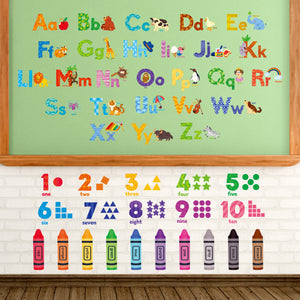 Animal Alphabet Numbers Colour Wall Stickers