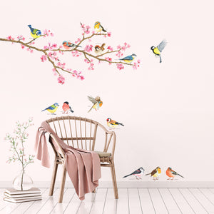 Cherry Blossom & Garden Birds Wall Stickers