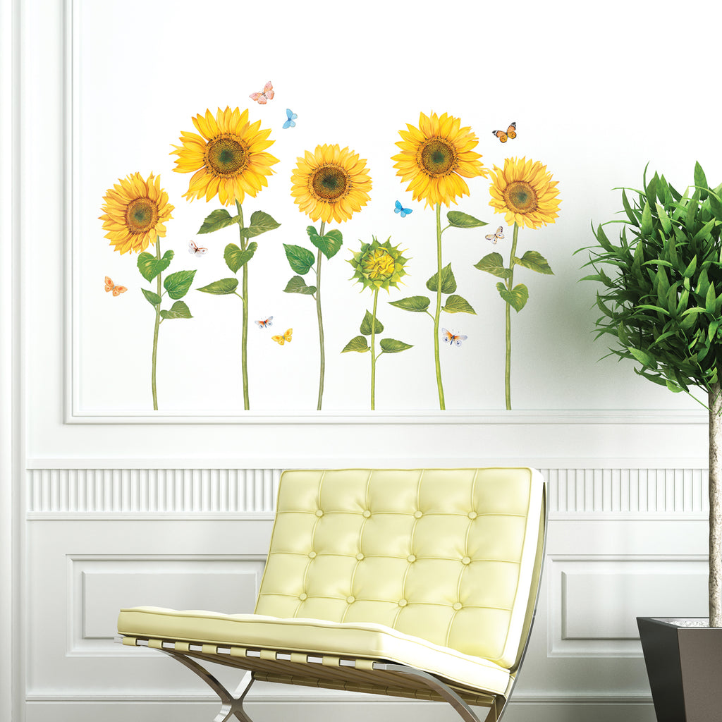 Watercolour Sunflowers Wall Stickers