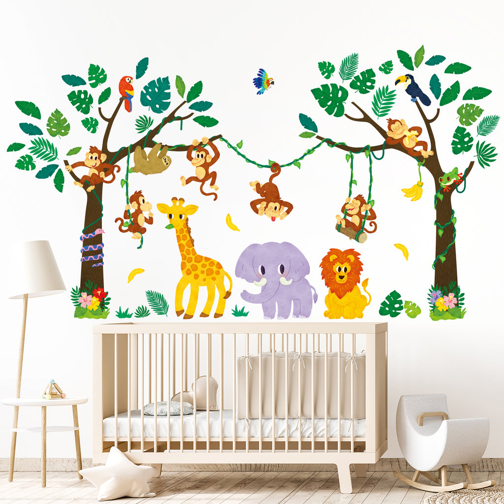 Jungle Animals and Tree Wall Stickers