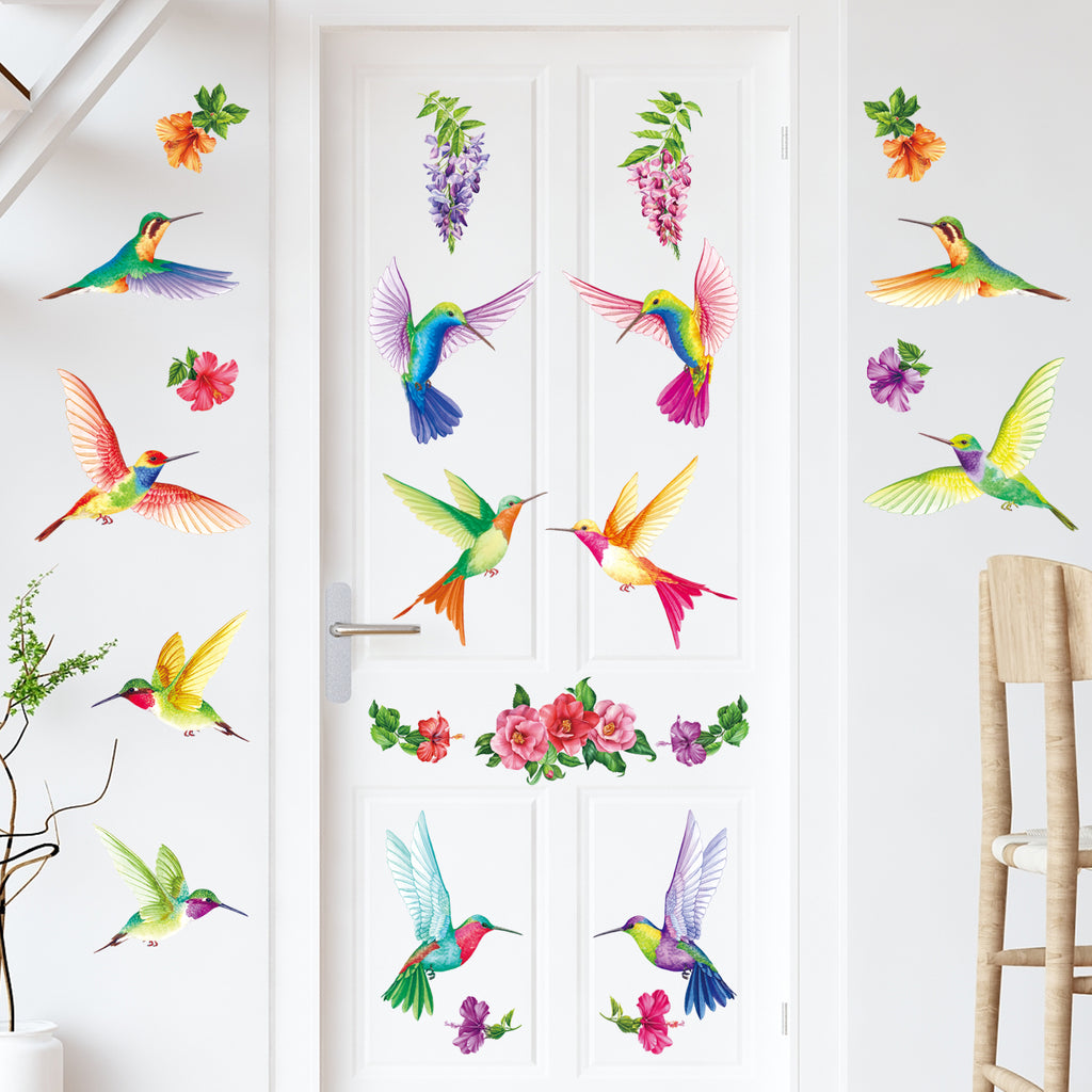 Tropical Flowers and Hummingbirds Wall Stickers