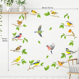 Garden Birds on Short Branches Wall Stickers