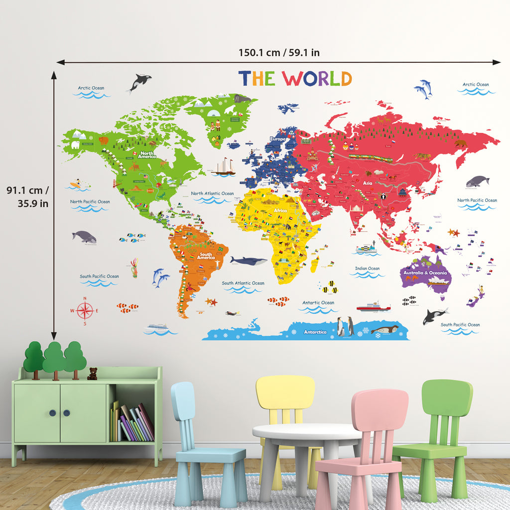 World Map Wall Stickers