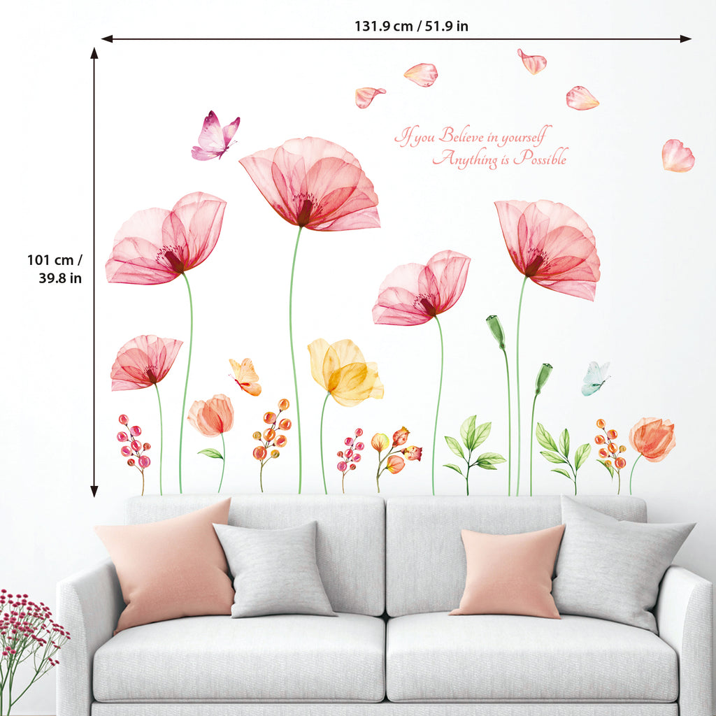 Light Pink X-ray Flowers Wall Stickers