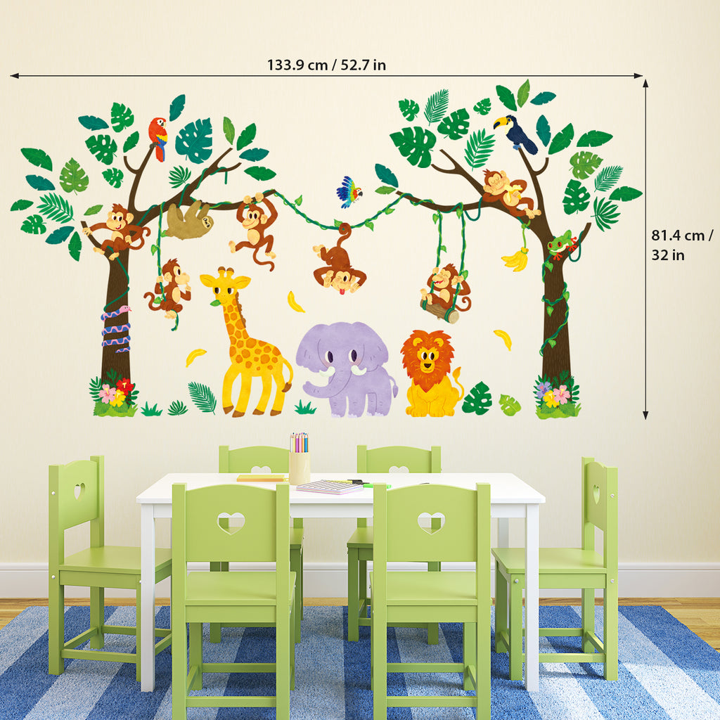 Jungle Animals and Tree Wall Stickers