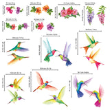 Tropical Flowers and Hummingbirds Wall Stickers