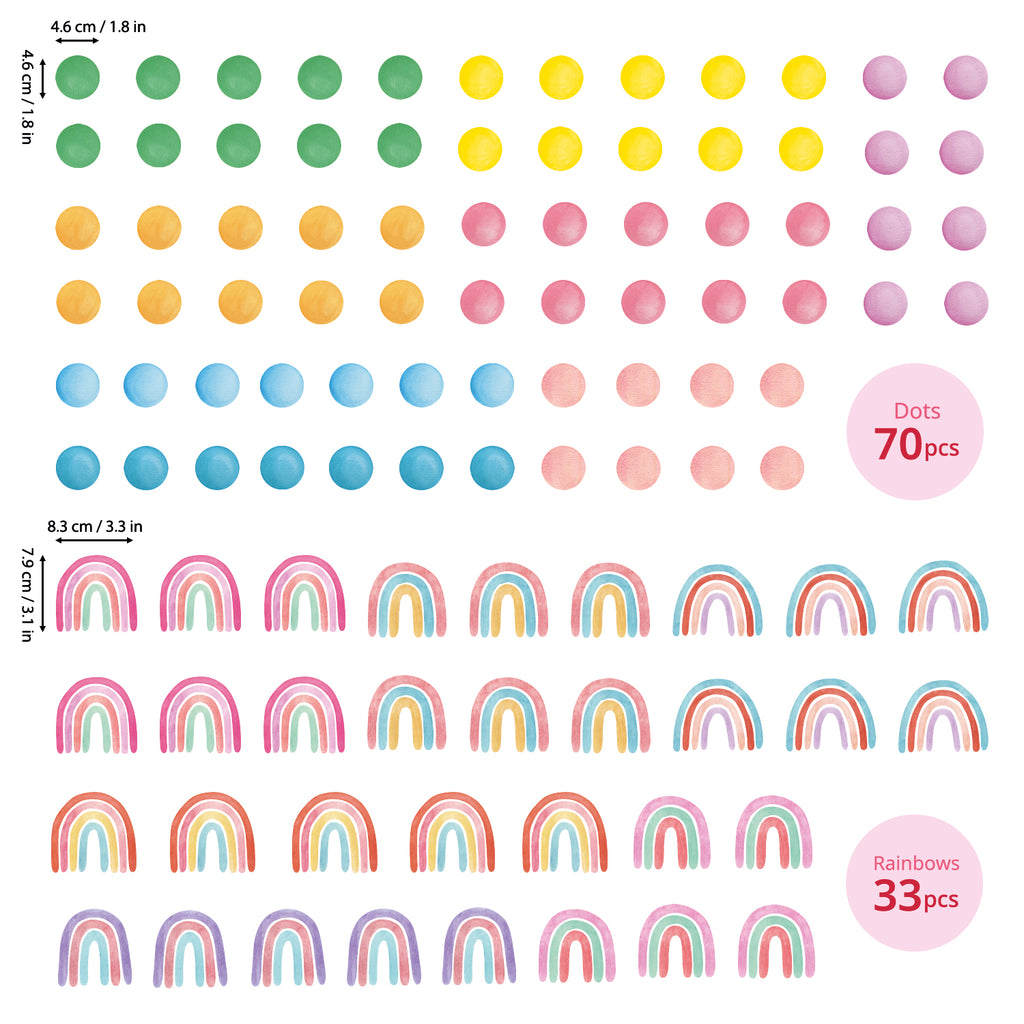 Polka Dots and Rainbows Wall Stickers