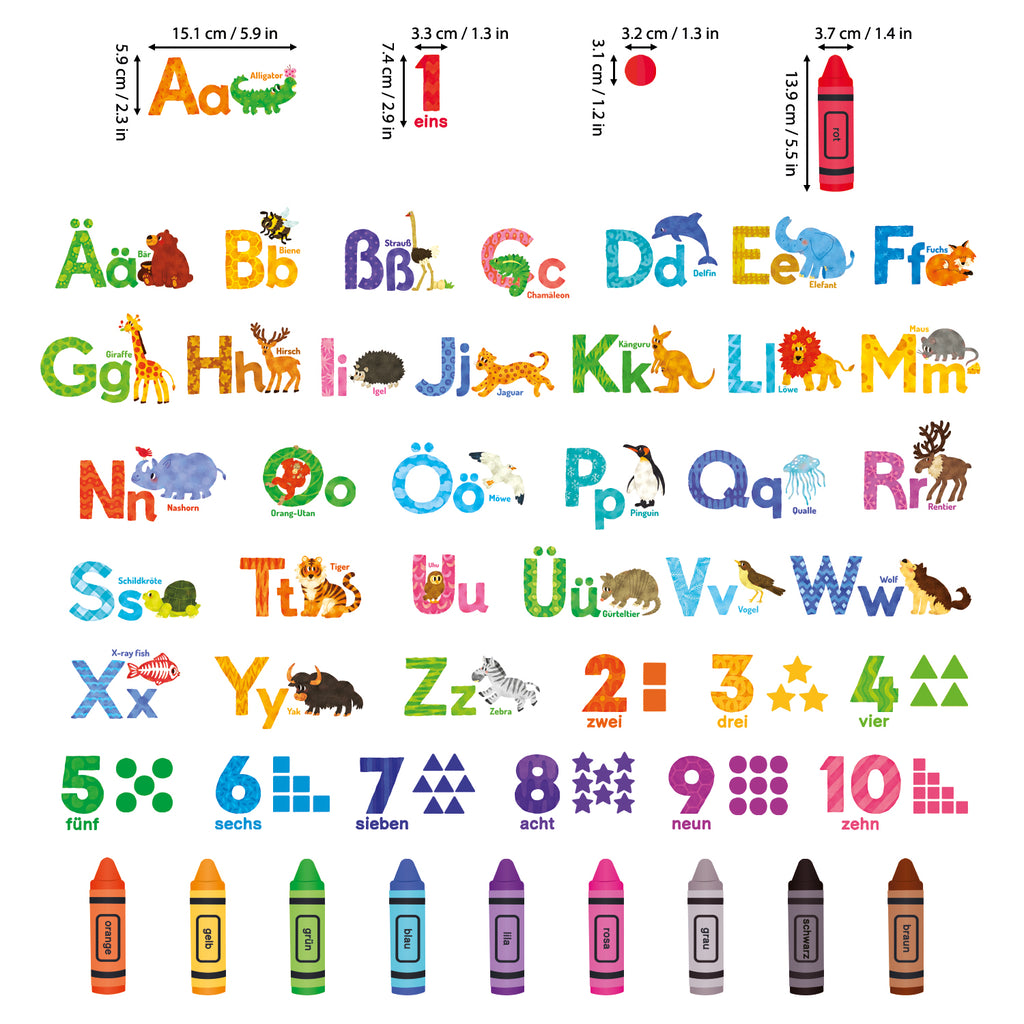 Alphabet Numbers Colours (German.ver)Wall Stickers