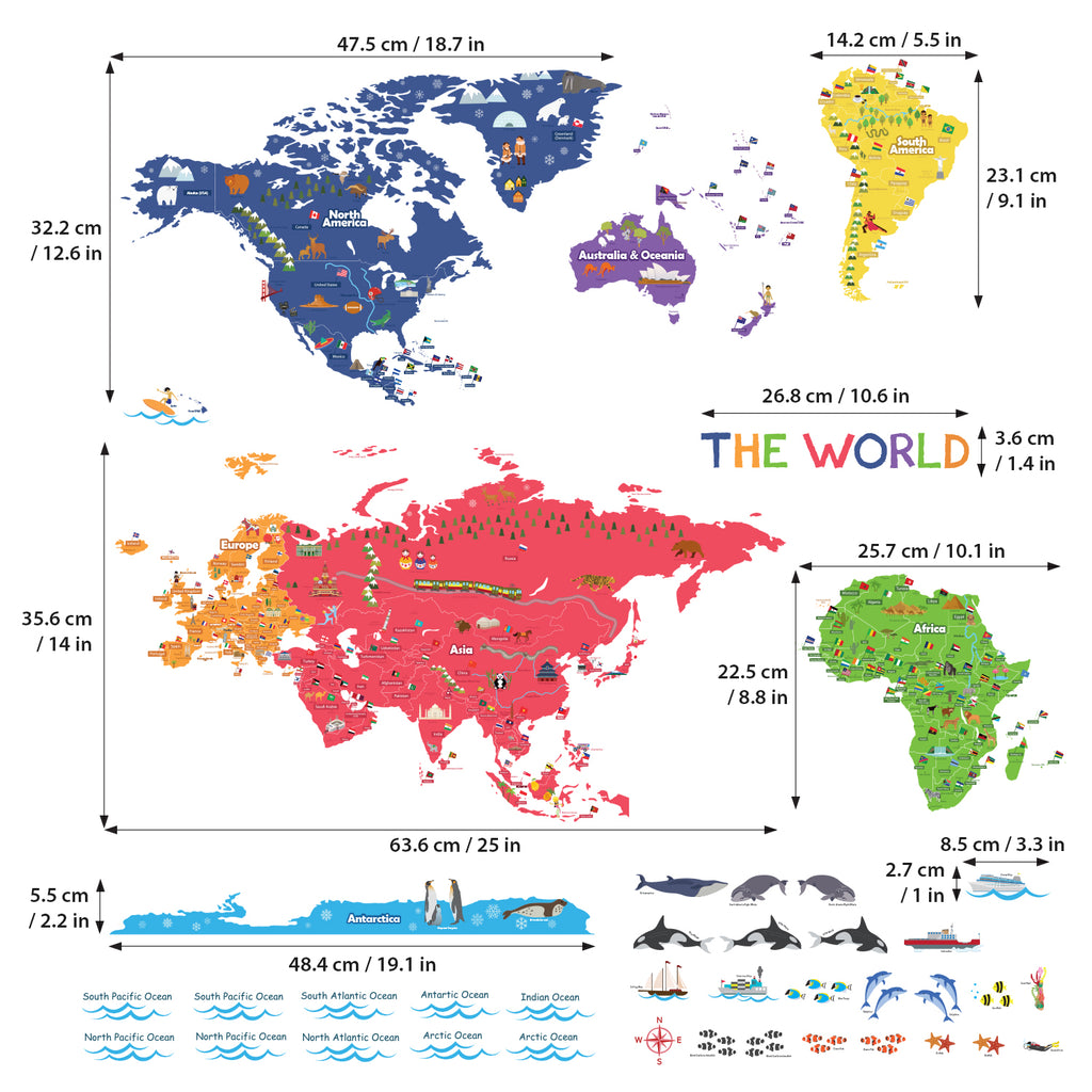 The Large World Map Wall Stickers
