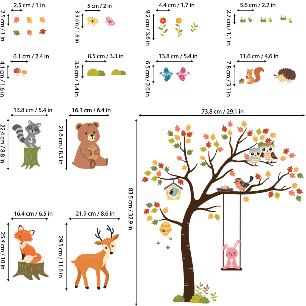 Tree and Animals Wall Stickers
