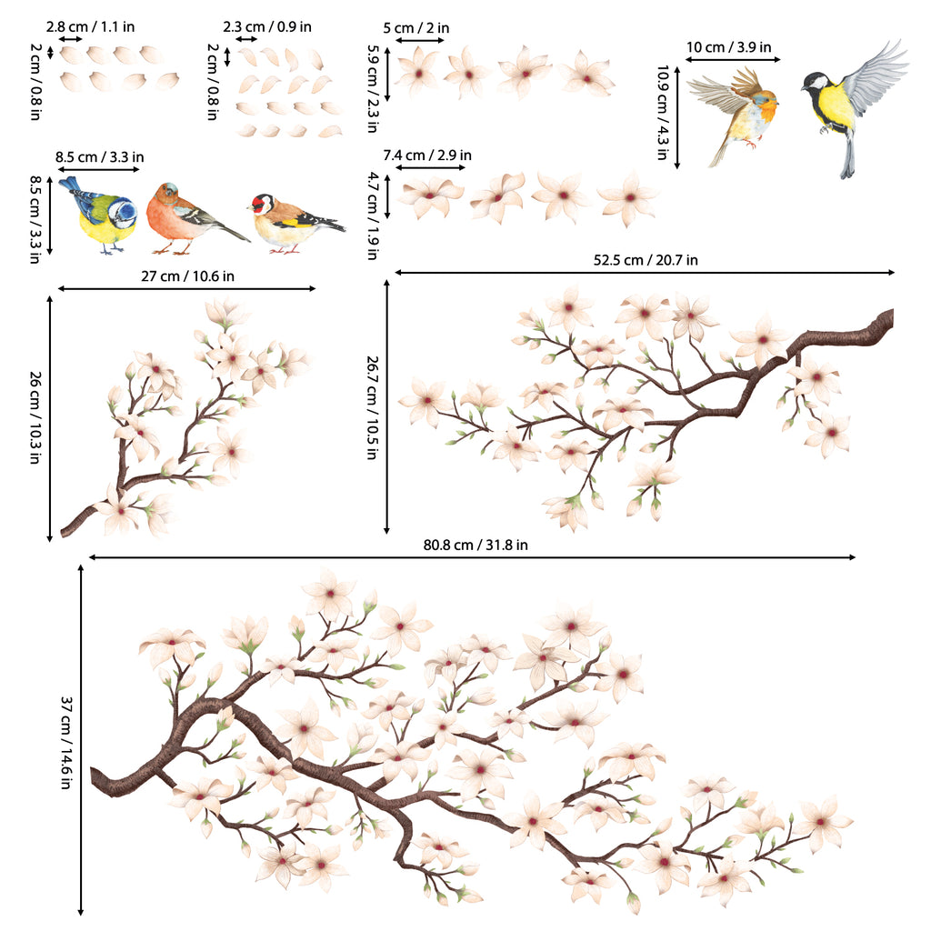 Cherry Blossom Branch (White ver.) Wall Stickers