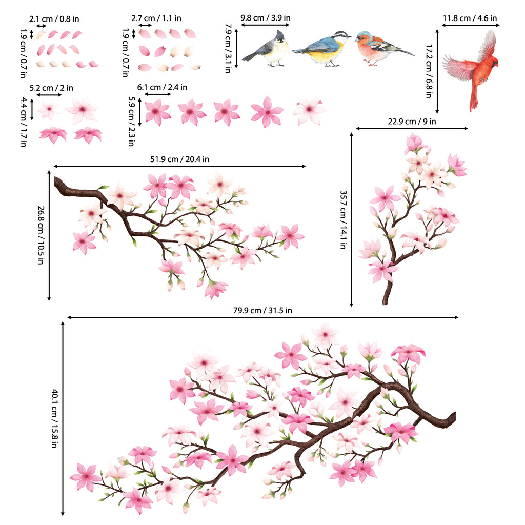 Cherry Blossom Branch (Pink ver.) Wall Stickers