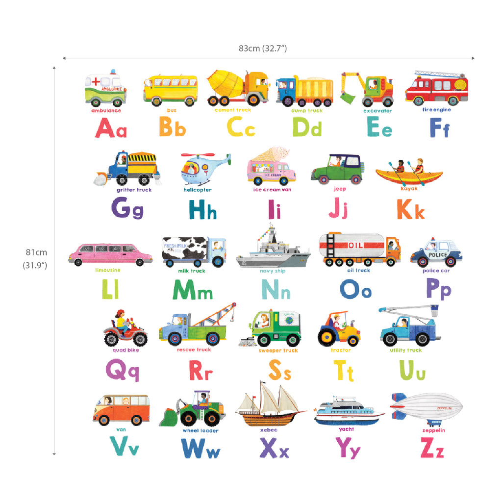 Transport Alphabet Wall Stickers