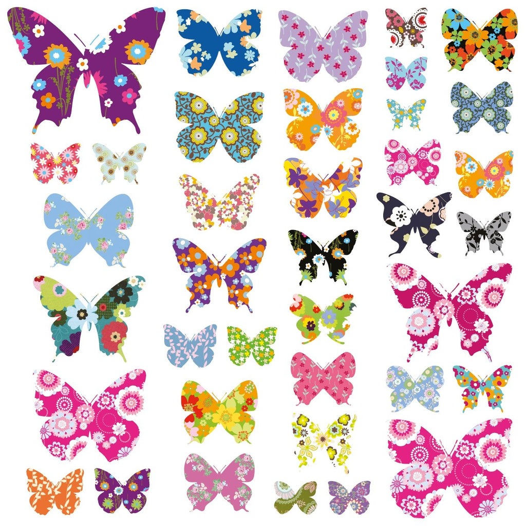 38 Colourful Butterflies Nursery Wall Stickers - DECOWALL