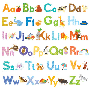 Watercolour Animal Alphabet Wall Stickers (Small)