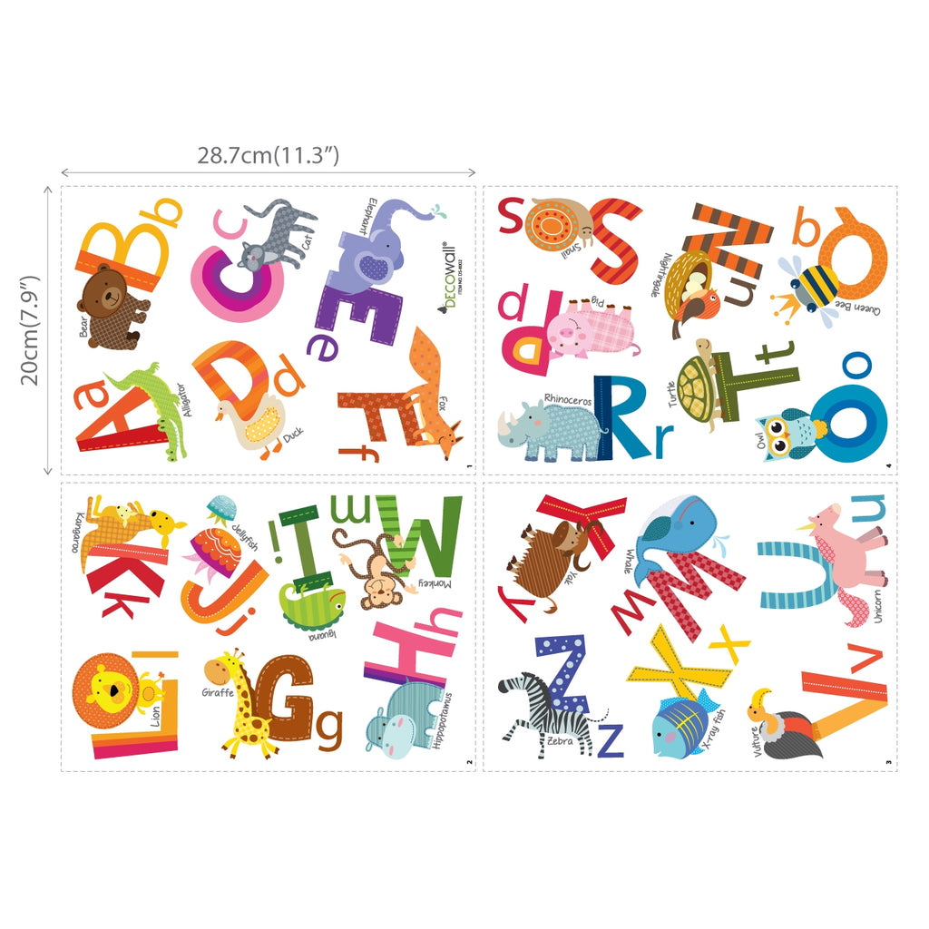 Animal Alphabet Wall Stickers (Small)