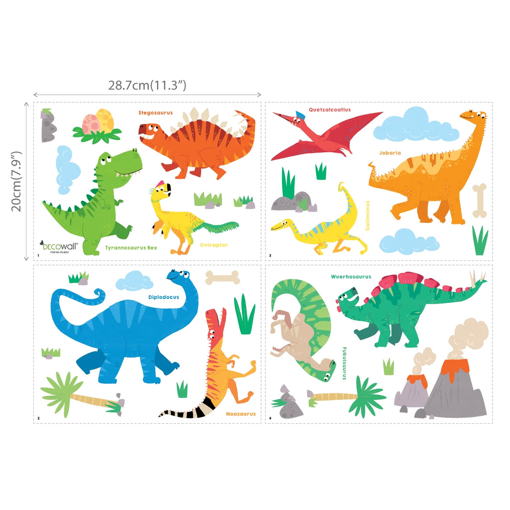Colourful Dinosaur Wall Stickers B (Small)