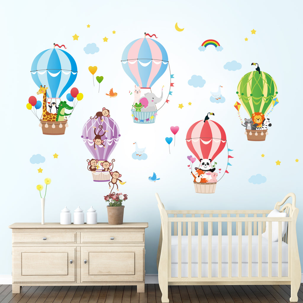 Animals in Hot Air Balloons Wall Stickers
