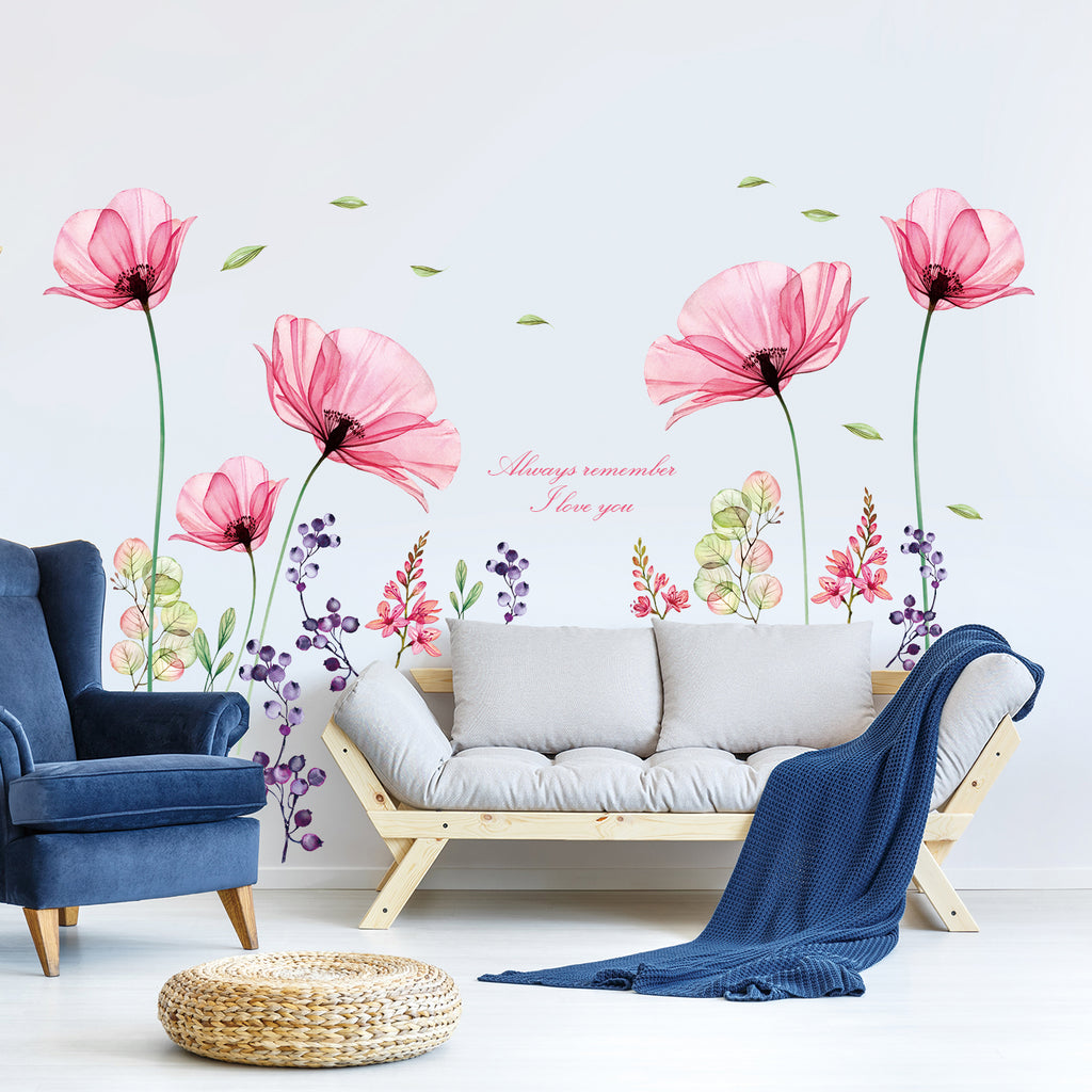 X-ray Pink Flowers Wall Stickers