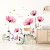 X-ray Pink Flowers Wall Stickers