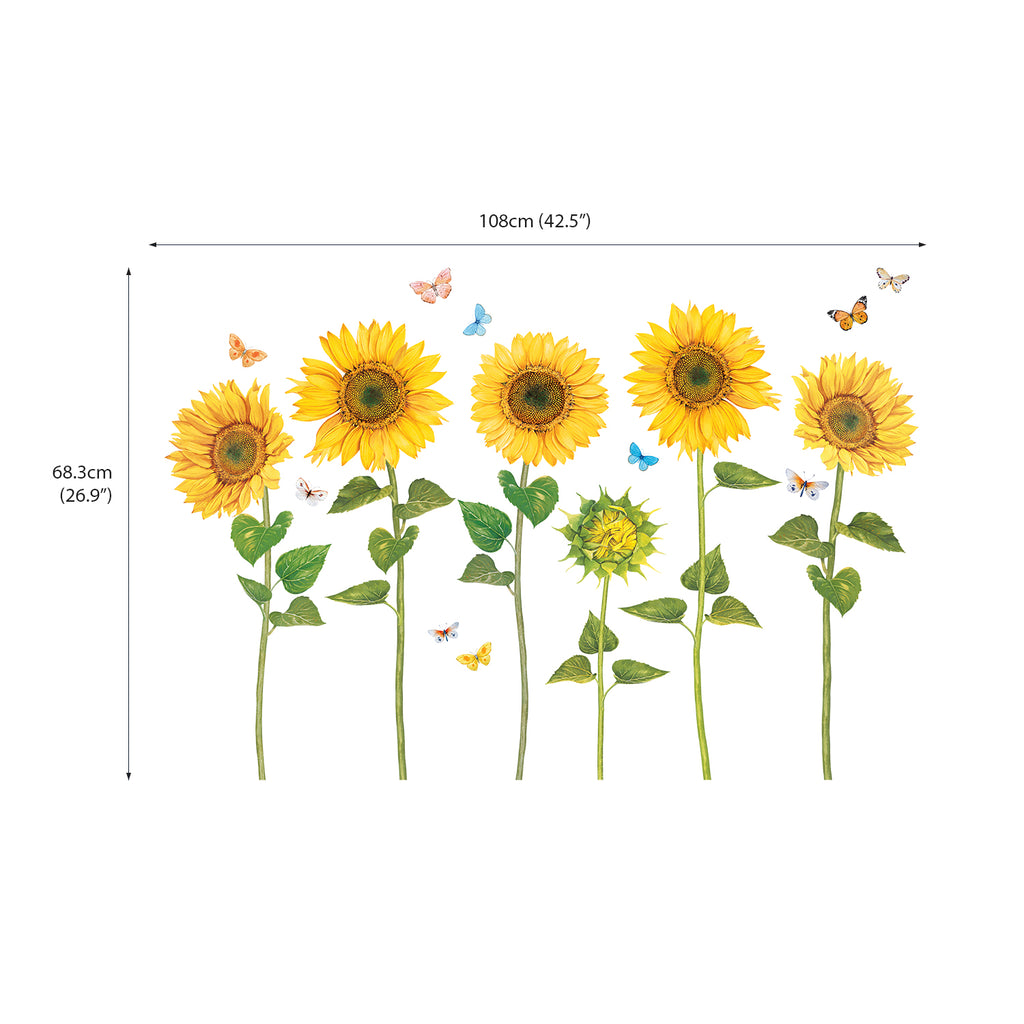 Watercolour Sunflowers Wall Stickers