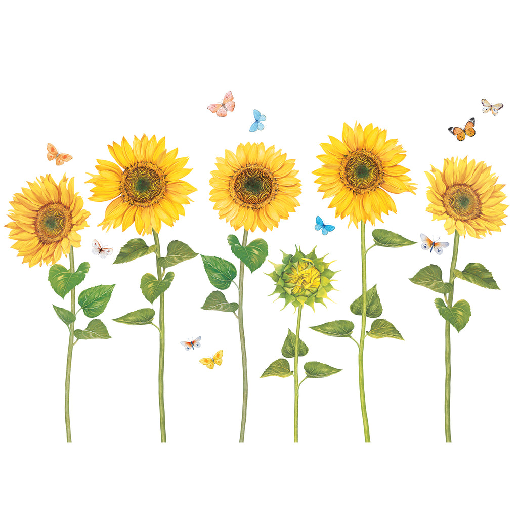 Watercolour Sunflowers Wall Stickers