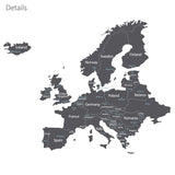 Modern Grey World Map Wall Stickers (Xlarge)