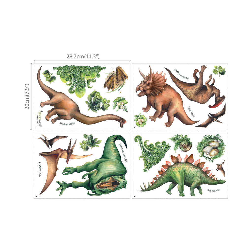 Watercolour Dinosaur Wall Stickers