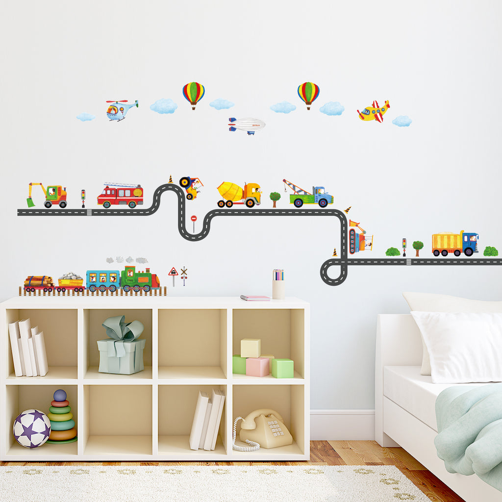 Construction Transportation on the Road Wall Stickers