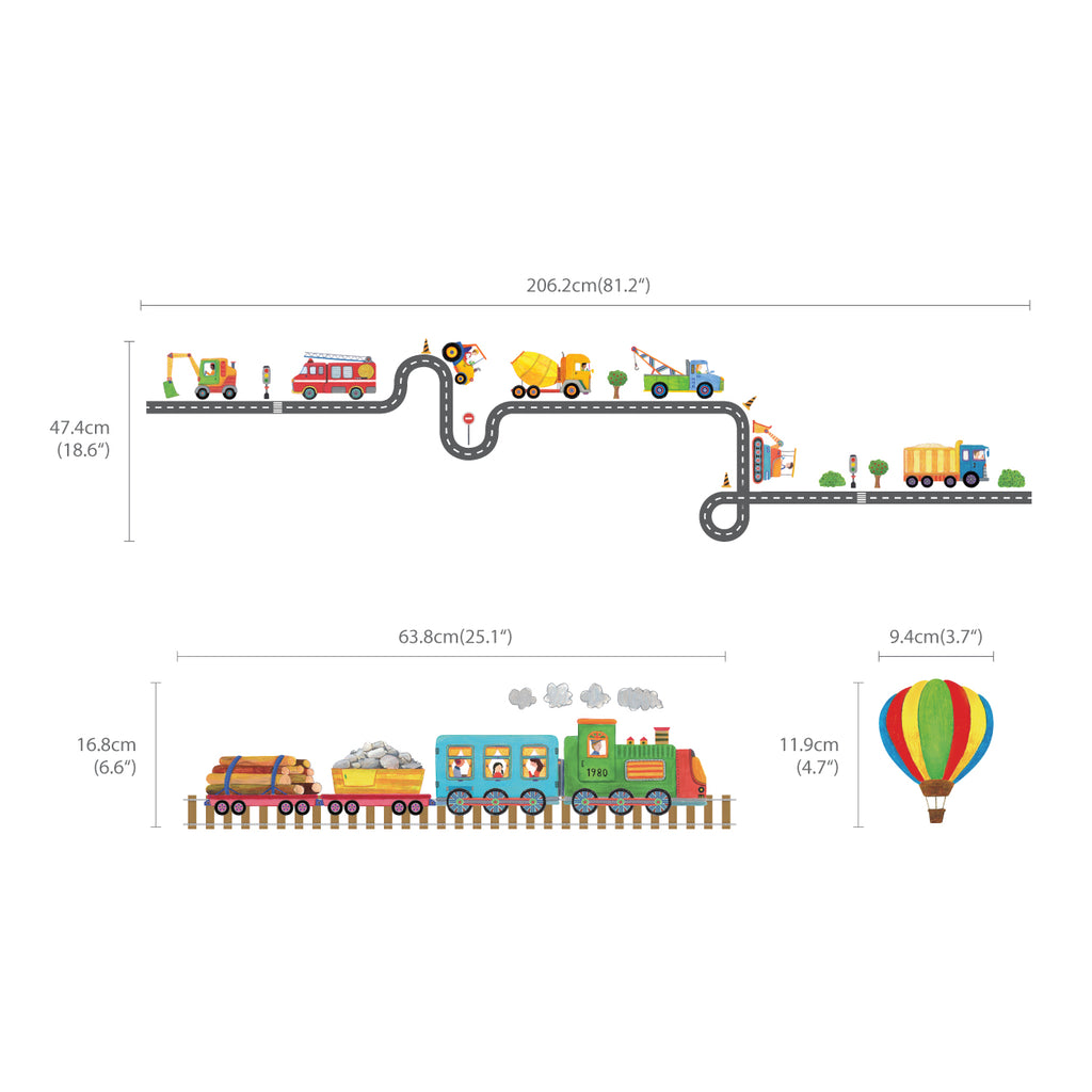 Construction Transportation on the Road Wall Stickers