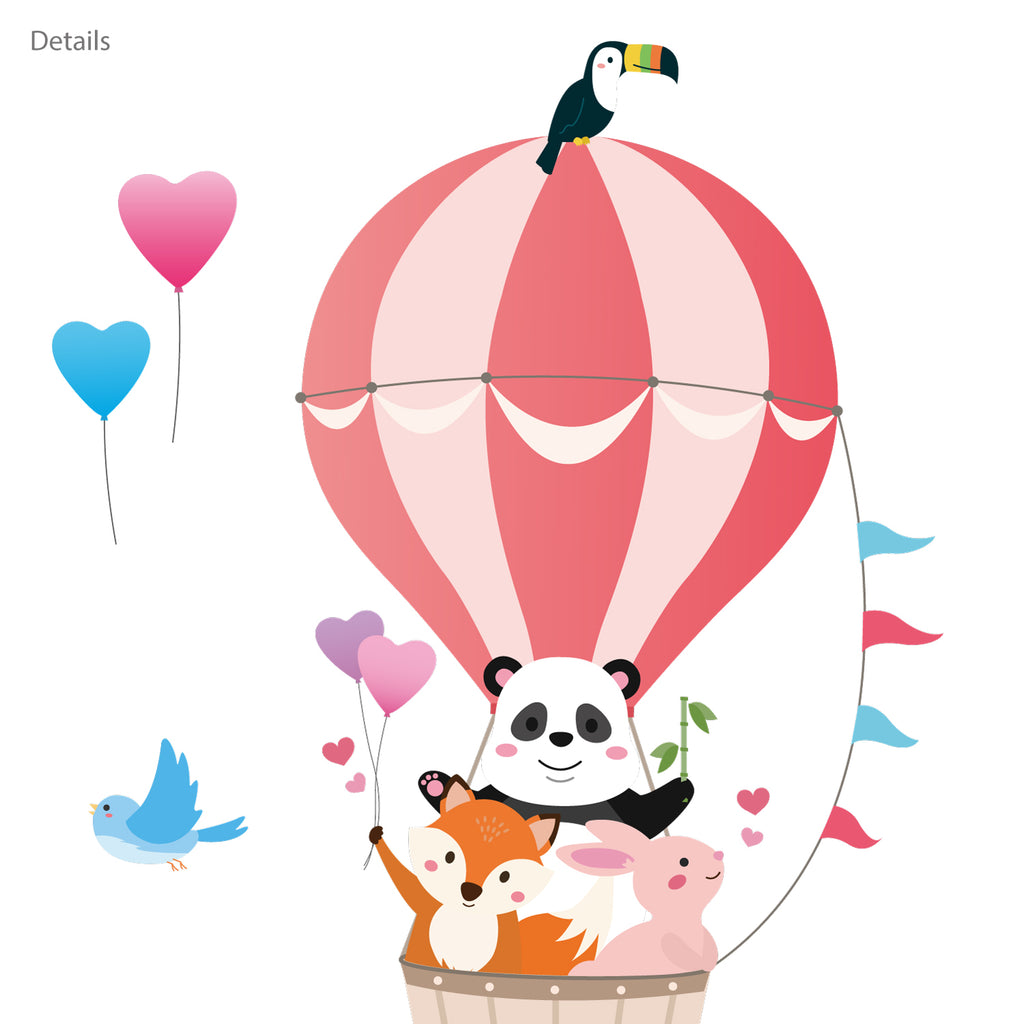 Animals in Hot Air Balloons Wall Stickers