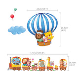 Animal Train & Hot Air Balloons Nursery Wall Stickers